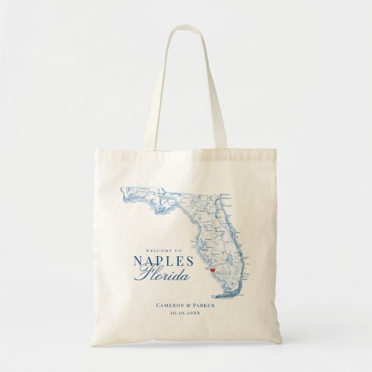 Elegante Neapel Florida Wedding Welcome Tote Bag Tragetasche (Vorne)
