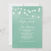 Elegante Neo Mint White String Lights Hochzeit Einladung (Vorderseite)