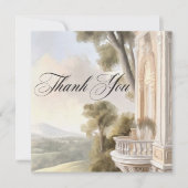 Elegante neoklassische Vintage Szenen Hochzeit Dankeskarte (Vorderseite)