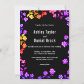 Elegante Neon Colors Rose Moderne Blumenhochzeit Einladung (Vorderseite)