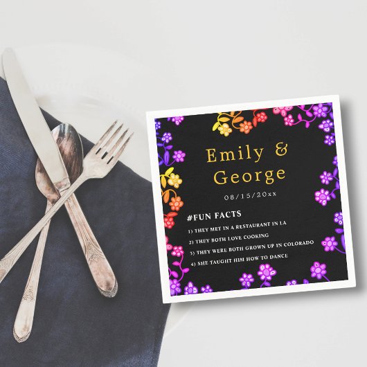 Elegante Neon Colors Rose Moderne Blumenhochzeit Serviette