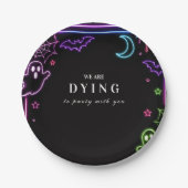 Elegante Neon-Halloween-Party Pappteller (Vorderseite)