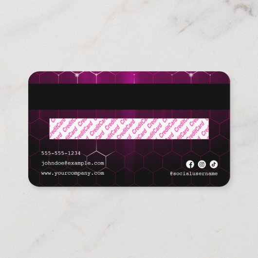 Elegante Neon Pink Hair Stylist Kreditkarte Stil Visitenkarte (Rückseite)