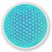 Elegante neonblaue aquamarine Blume des Lebens Aufkleber (Vorderseite)