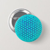 Elegante neonblaue aquamarine Blume des Lebens Button (Vorne & Hinten)