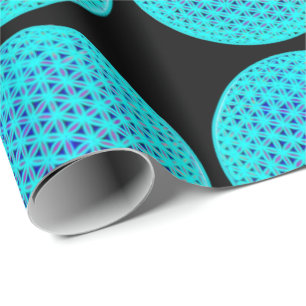 Elegante neonblaue aquamarine Blume des Lebens Geschenkpapier