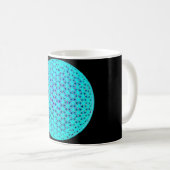 Elegante neonblaue aquamarine Blume des Lebens Kaffeetasse (VorderseiteRechts)