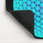 Elegante neonblaue aquamarine Blume des Lebens Mousepad (Ecke)