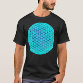Elegante neonblaue aquamarine Blume des Lebens T-Shirt (Vorderseite)