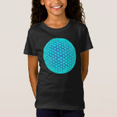 Elegante neonblaue aquamarine Blume des Lebens T-Shirt (Vorderseite)