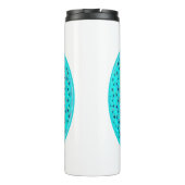 Elegante neonblaue aquamarine Blume des Lebens Thermosbecher (Rückseite)