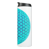 Elegante neonblaue aquamarine Blume des Lebens Thermosbecher (Nach rechts gedreht)