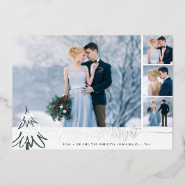 Elegante, neu verheiratete Verheiratete und helle  Folien Feiertagskarte