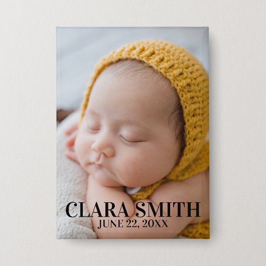 Elegante neue Babyankündigung Button (Vorderseite)