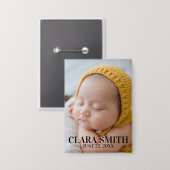 Elegante neue Babyankündigung Button (Vorderseite/Rückseite)