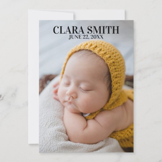 Elegante neue Babyankündigung Feiertagskarte (Vorderseite)