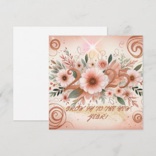 Elegante Neujahrs-Grußkarte mit Blumenmotiv 2025 Feiertagskarte