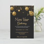 Elegante Neujahrsfeier Einladung (Stehend Vorderseite)