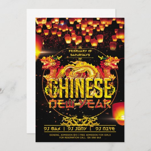 Elegante Neujahrsfest-Einladungs-Karte Einladung (Vorne/Hinten)