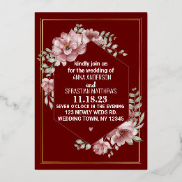 Elegante neutrale Aquarell-Blumenhochzeit   Folie  Folieneinladung