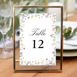 Elegante neutrale Aquarell-Blumenhochzeit Tischnummer