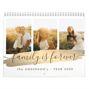 Elegante neutrale ästhetische Familienfotos Kalender