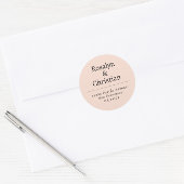 Elegante neutrale Beige Hochzeitsstimmung Rücksend Runder Aufkleber