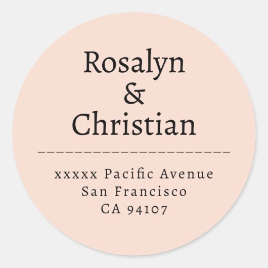 Elegante neutrale Beige Hochzeitsstimmung Rücksend Runder Aufkleber (Vorderseite)