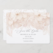 Elegante, neutrale Beige-Peonie Save The Date (Vorne/Hinten)