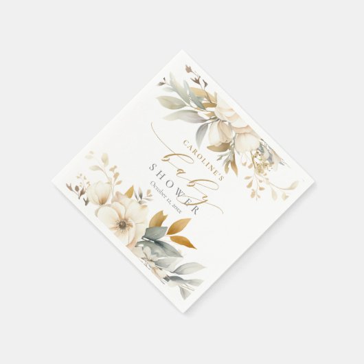 Elegante neutrale Bläserblütendusche Serviette (Ecke)