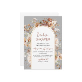 Elegante neutrale Blume Wasserfarbe Kinderdusche Einladung