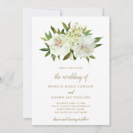 Elegante, neutrale Blütenblütenhochzeit Einladung