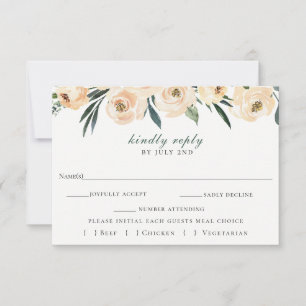 Elegante neutrale Blütenhochzeit-RSVP-Karte RSVP Karte