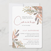 Elegante neutrale Boho Floral Erste Heilige Kommun Einladung (Vorderseite)