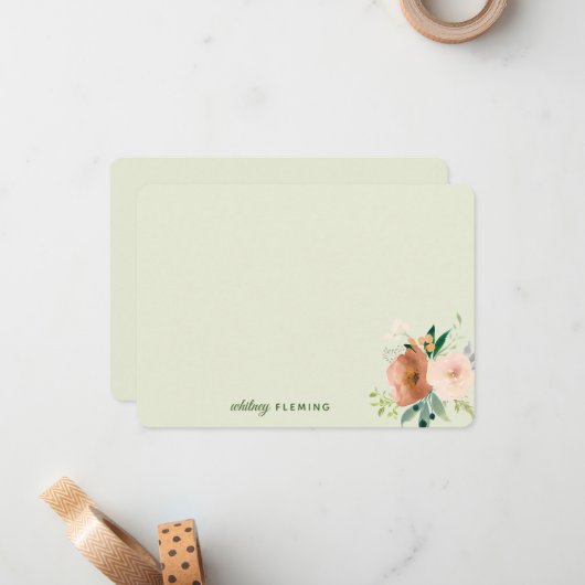 Elegante neutrale Boho Wasserfarben Persönliche Nr Mitteilungskarte (Vorderseite/Rückseite Beispiel)