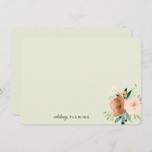 Elegante neutrale Boho Wasserfarben Persönliche Nr Mitteilungskarte (Vorne/Hinten)