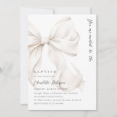 Elegante neutrale Bow-Taufe Einladung (Vorderseite)