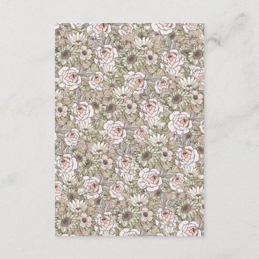 Elegante neutrale braune Blumenzettel Begleitkarte (Rückseite)