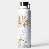 Elegante neutrale Chic-Rose Weiß Trinkflasche (Rückseite)