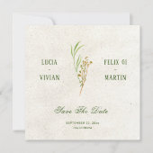 Elegante neutrale Creme Grün Save the Date rustika Einladung (Vorderseite)