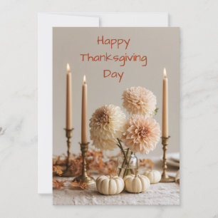 Elegante neutrale Dahlie Thanksgiving-Grußkarte Feiertagskarte