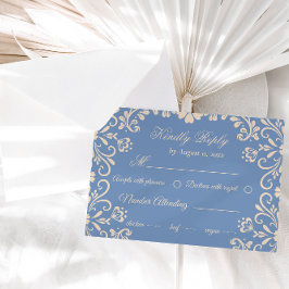 Elegante, neutrale, dumme blaue Hochzeit RSVP Karte
