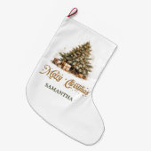 Elegante, neutrale Erdtönen, grün und gold Großer Weihnachtsstrumpf (Vorderansicht (hängend))