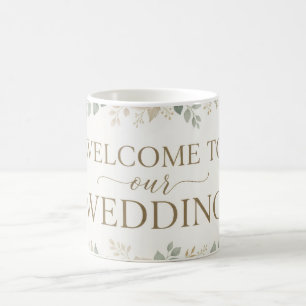 Elegante neutrale florale Wasserfarben-Hochzeitsbe Kaffeetasse