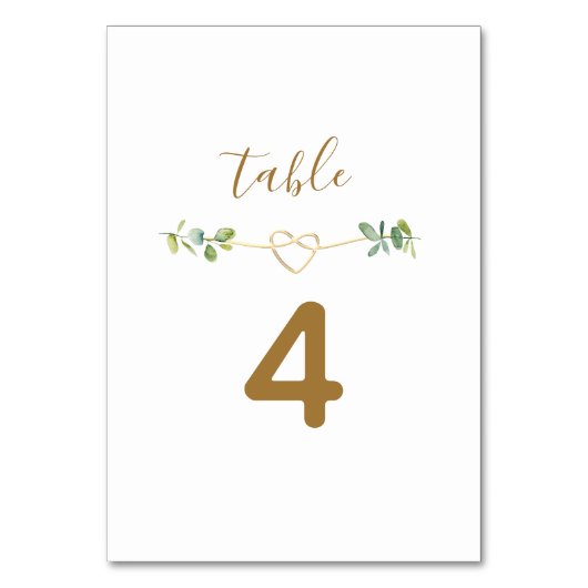Elegante, neutrale Grüne Hochzeitsstimmung in der  Tischnummer (Rückseite)