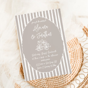 Elegante neutrale handgezeichnete Hochzeitseinladu Einladung