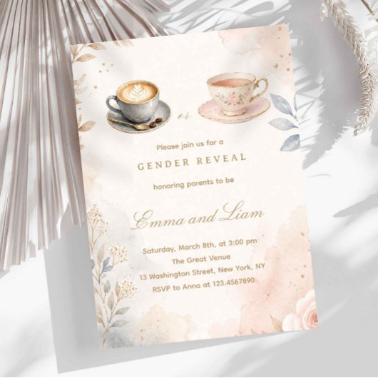 Elegante neutrale Kaffee- oder Teegeschlechtsenthü Einladung