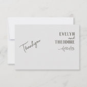 Elegante, neutrale Linie Blume Hochzeit Dankeskarte (Vorderseite)