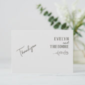 Elegante, neutrale Linie Blume Hochzeit Dankeskarte (Stehend Vorderseite)