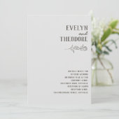 Elegante neutrale Linie Blume Hochzeit Einladung (Stehend Vorderseite)